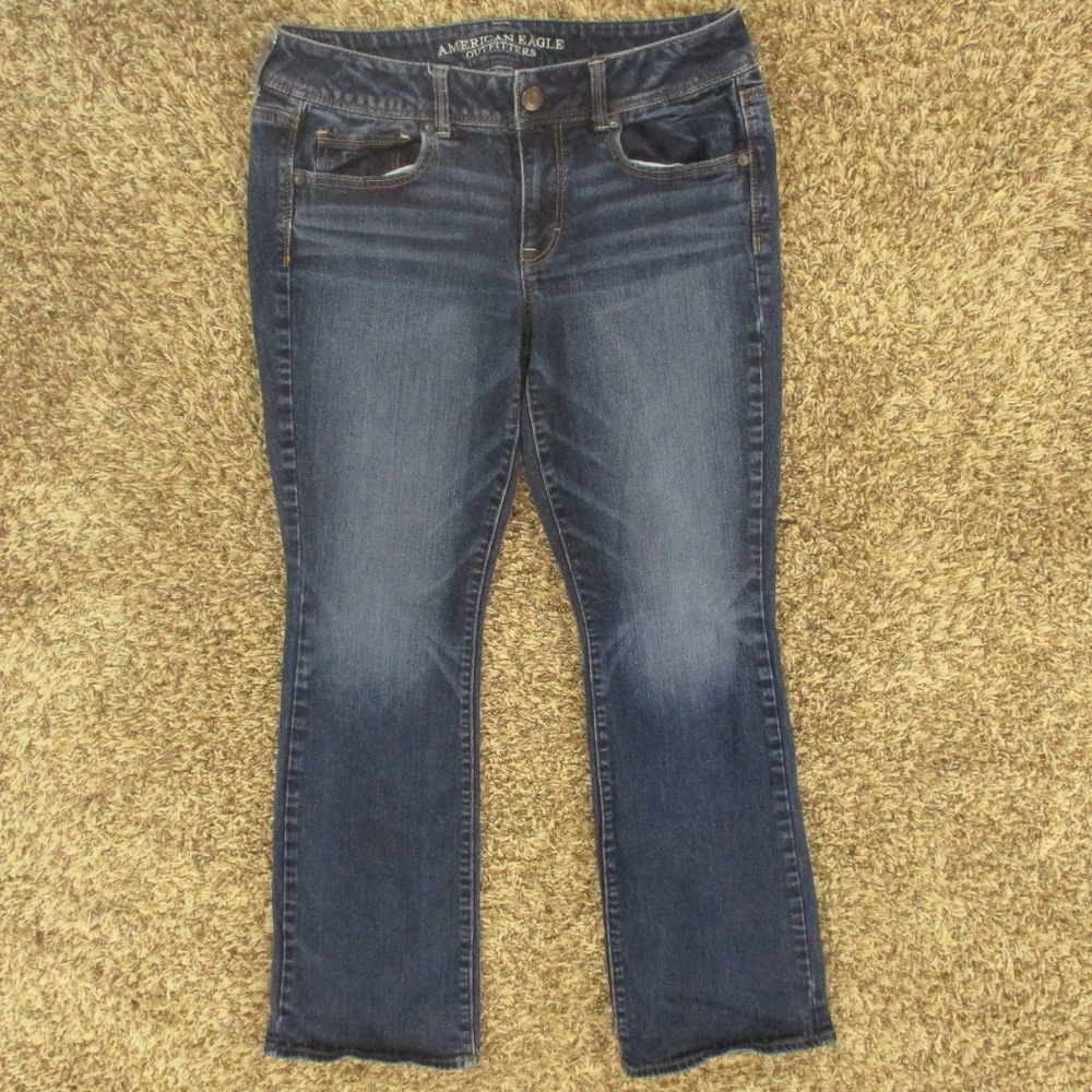 American Eagle Jeans Women's 12 Dark Wash Kick Boot Cut Stretch Denim